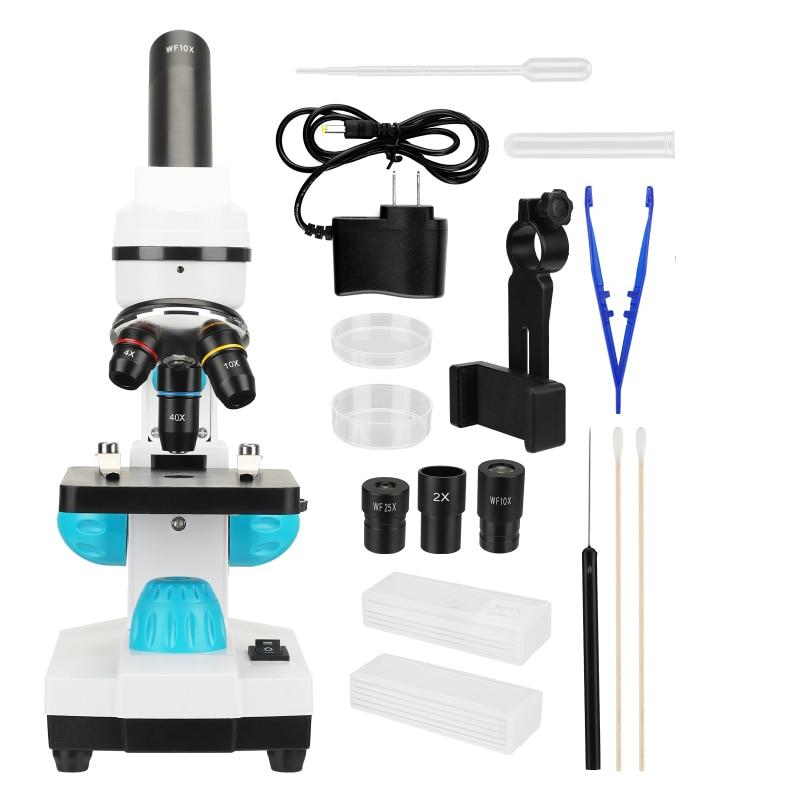 Učni monokularni biološki mikroskop z vrtljivim tubusom in LED osvetlitvijo - 2 | Shopply