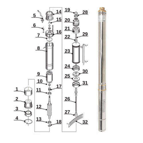 Cevna potopna črpalka 550 W 3000 L / uro 82 m 75 mm - 2 | Shopply