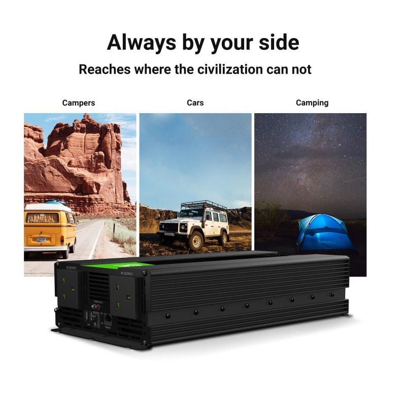 Green Cell Power Inverter 12V to 230V 2000W/4000W Pure sine wave UK PLUG - 3 | Shopply