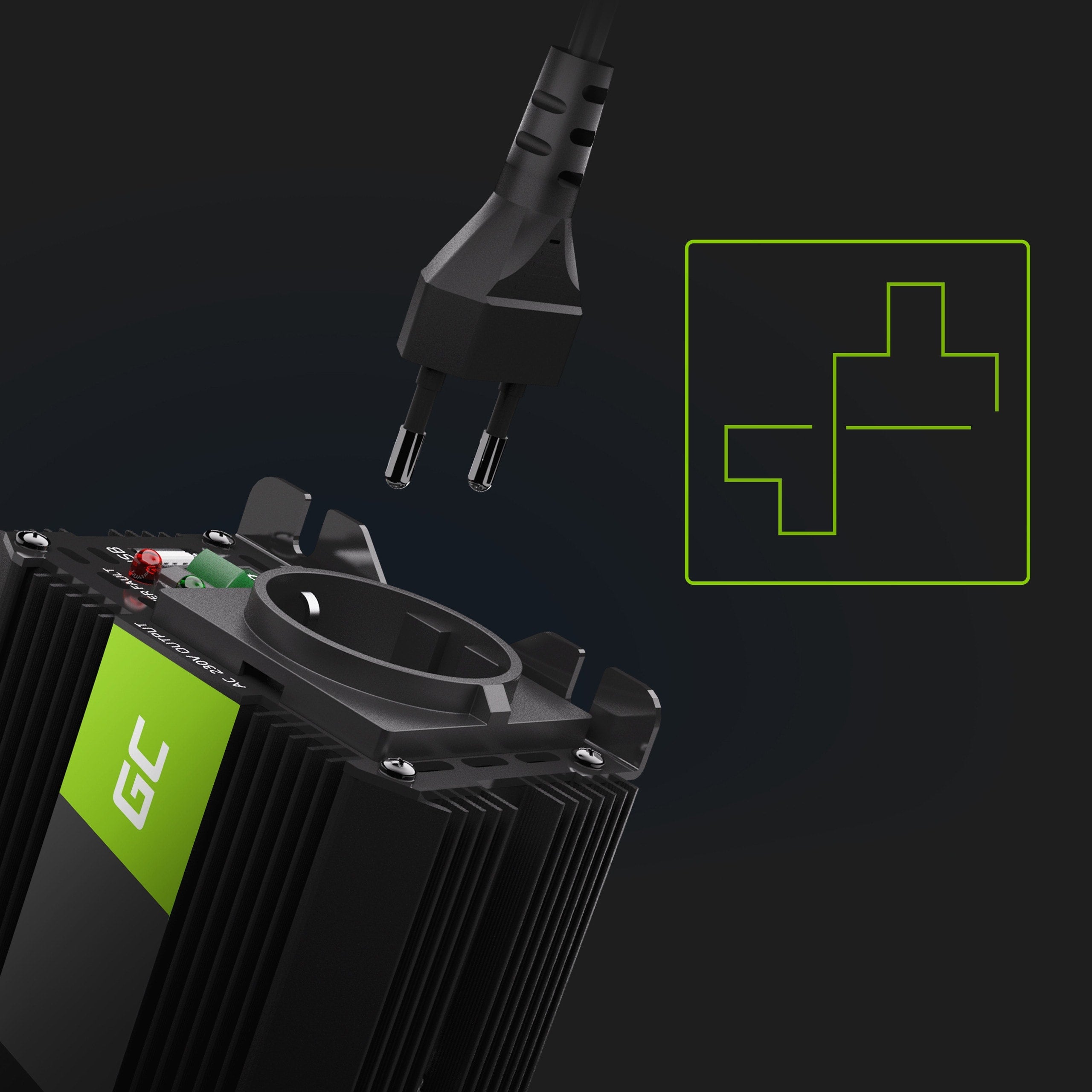 Green Cell Power Inverter PRO 24V to 230V 500W/1000W Modified sine wave - 4 | Shopply