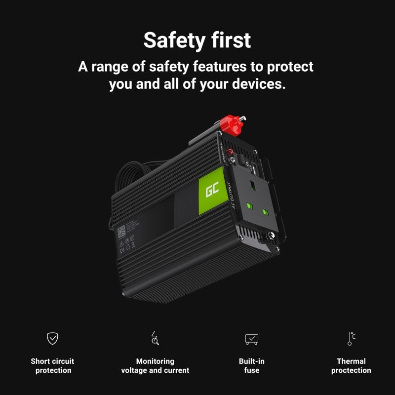 Green Cell Power Inverter 24V to 230V 150W/300W Pure sine wave UK PLUG - 3 | Shopply