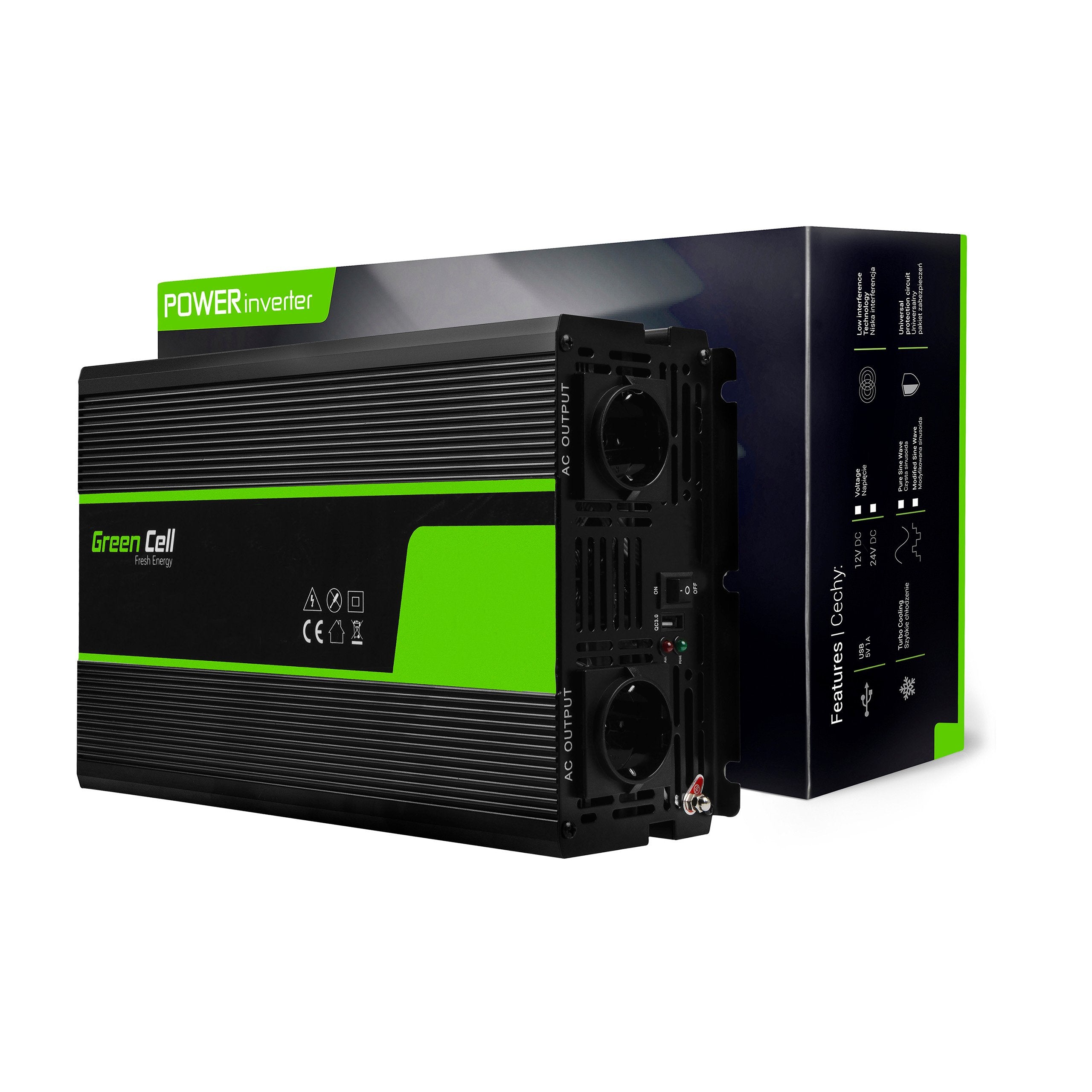 Green Cell Power Inverter 24V to 230V 3000W/6000W Pure sine wave - 2 | Shopply
