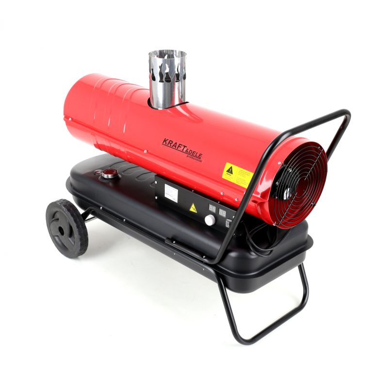 Oljni grelnik zraka z odvodom dimnih plinov, termostatom in kolesi 35 kW - 1 | Shopply