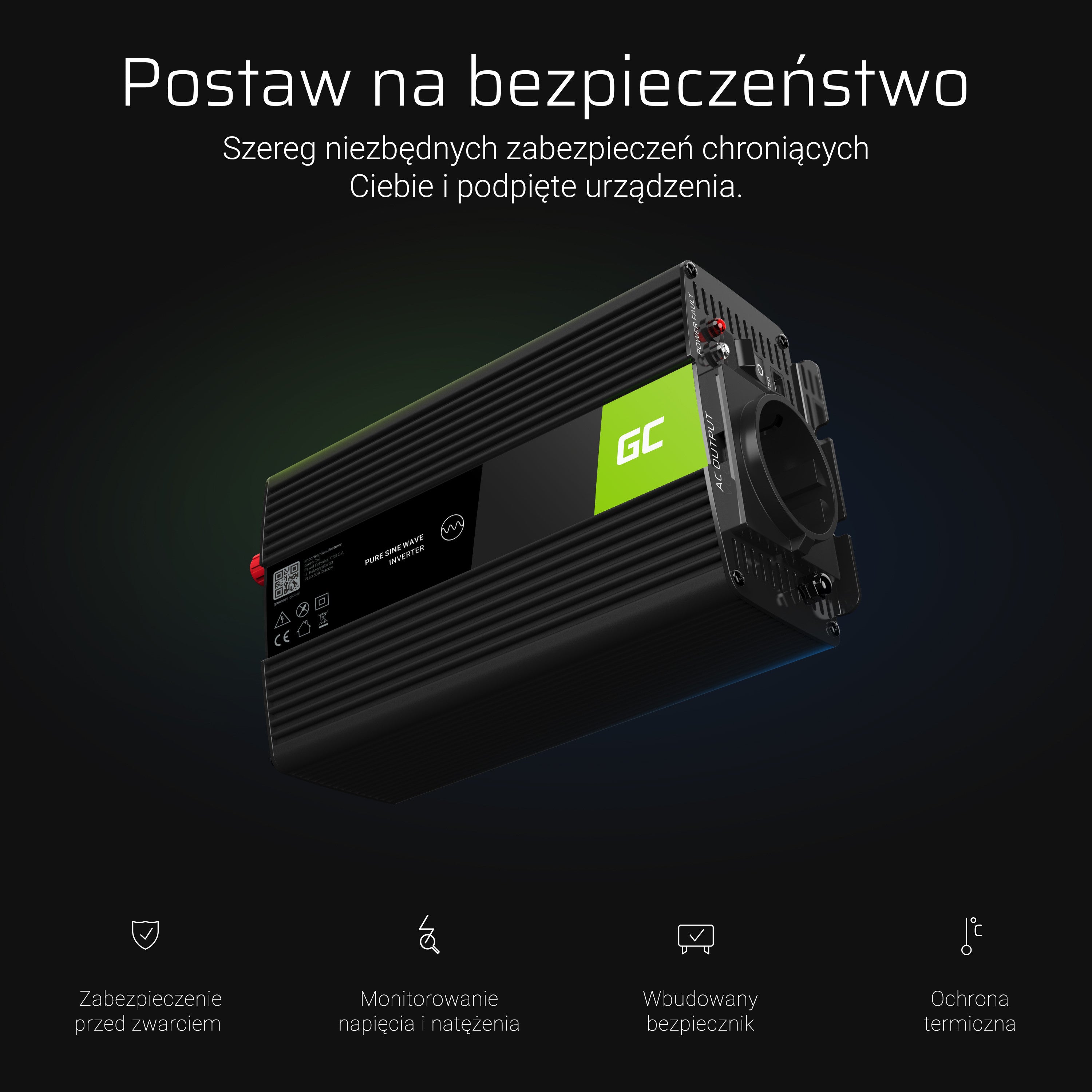 Green Cell Power Inverter 12V to 230V 300W/600W Pure sine wave - 2 | Shopply