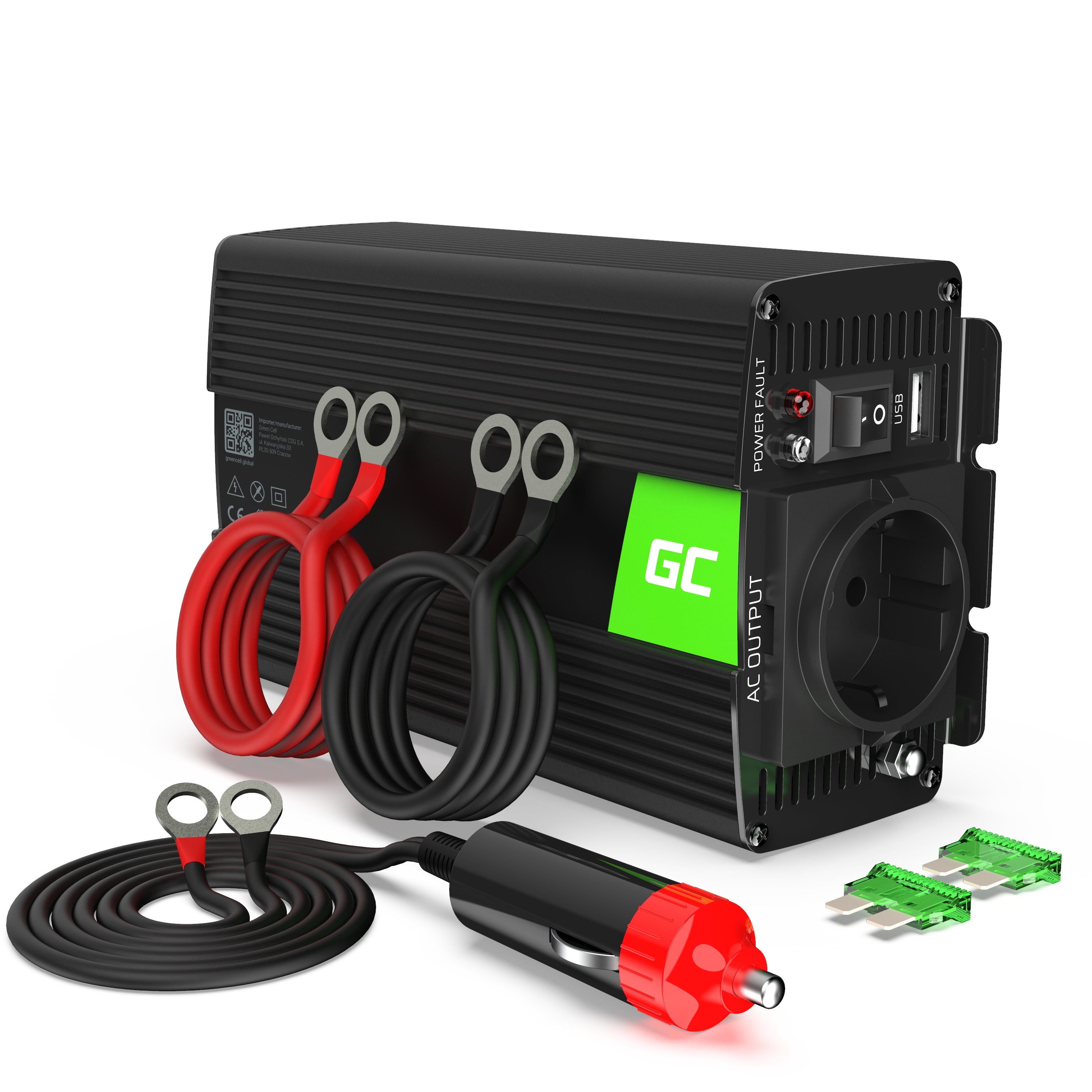 Green Cell Power Inverter 24V to 230V 500W/1000W Pure sine wave - 1 | Shopply
