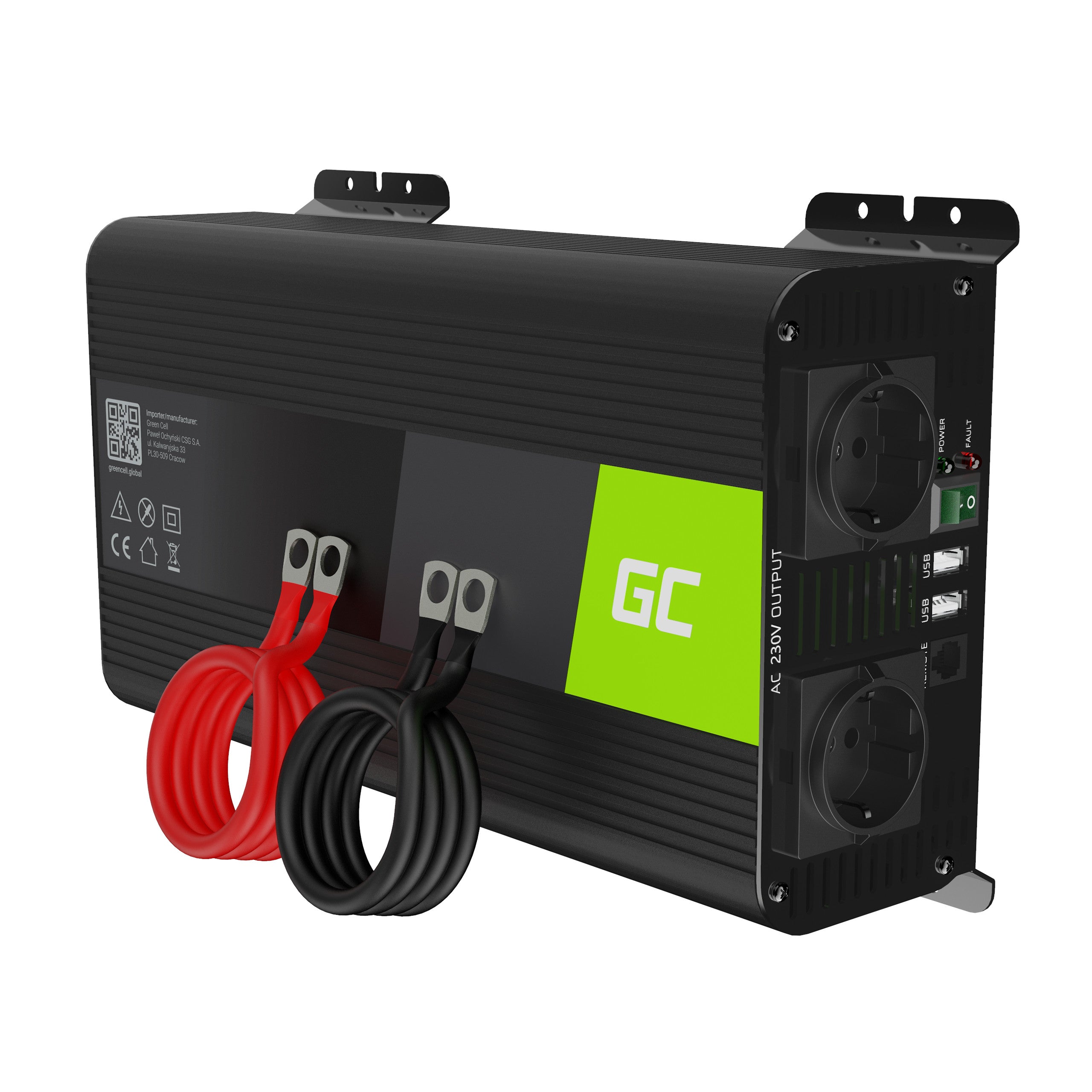 Green Cell Power Inverter PRO 12V to 230V 1000W/2000W Pure sine wave - 1 | Shopply