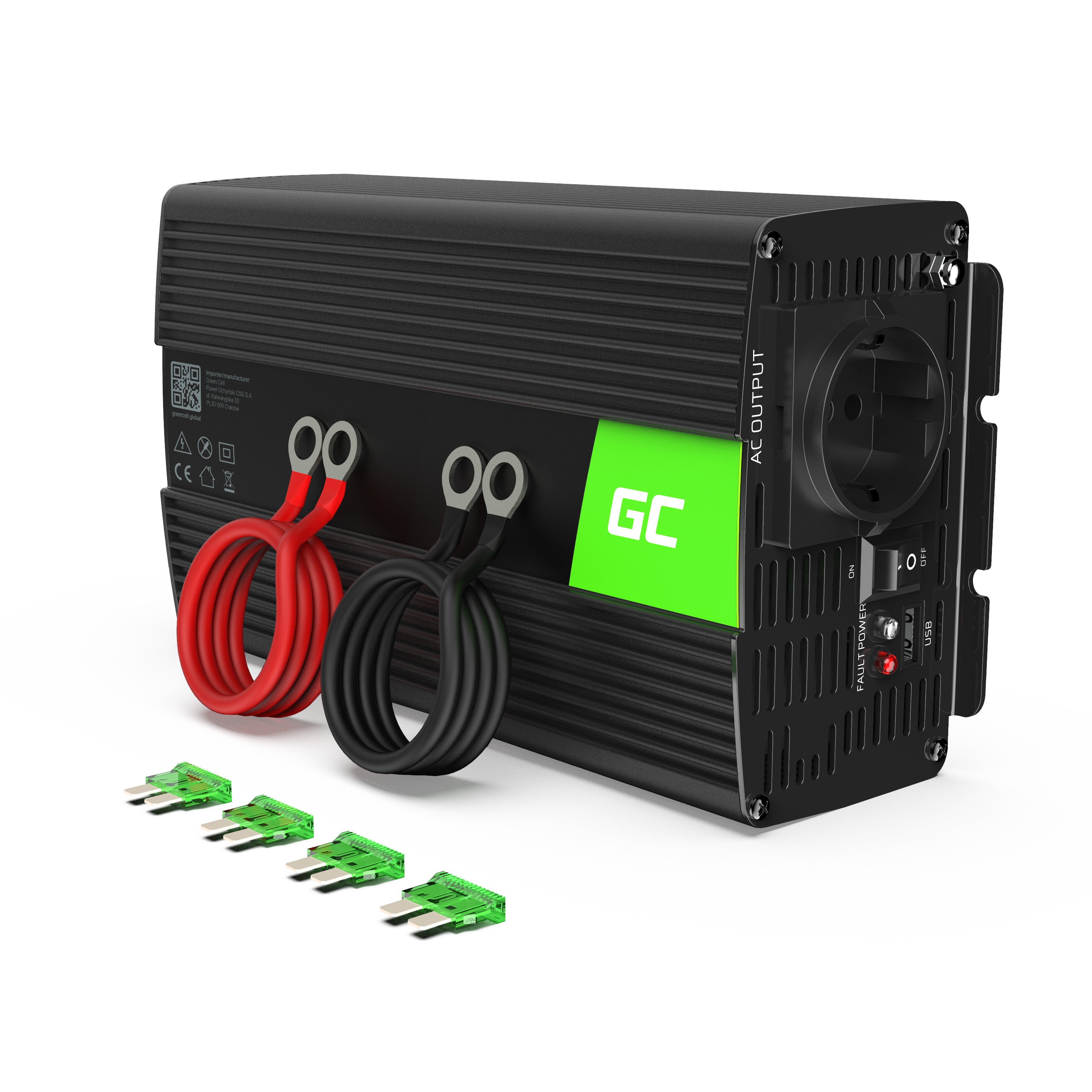 Green Cell Power Inverter 12V to 230V 1000W/2000W Pure sine wave - 1 | Shopply