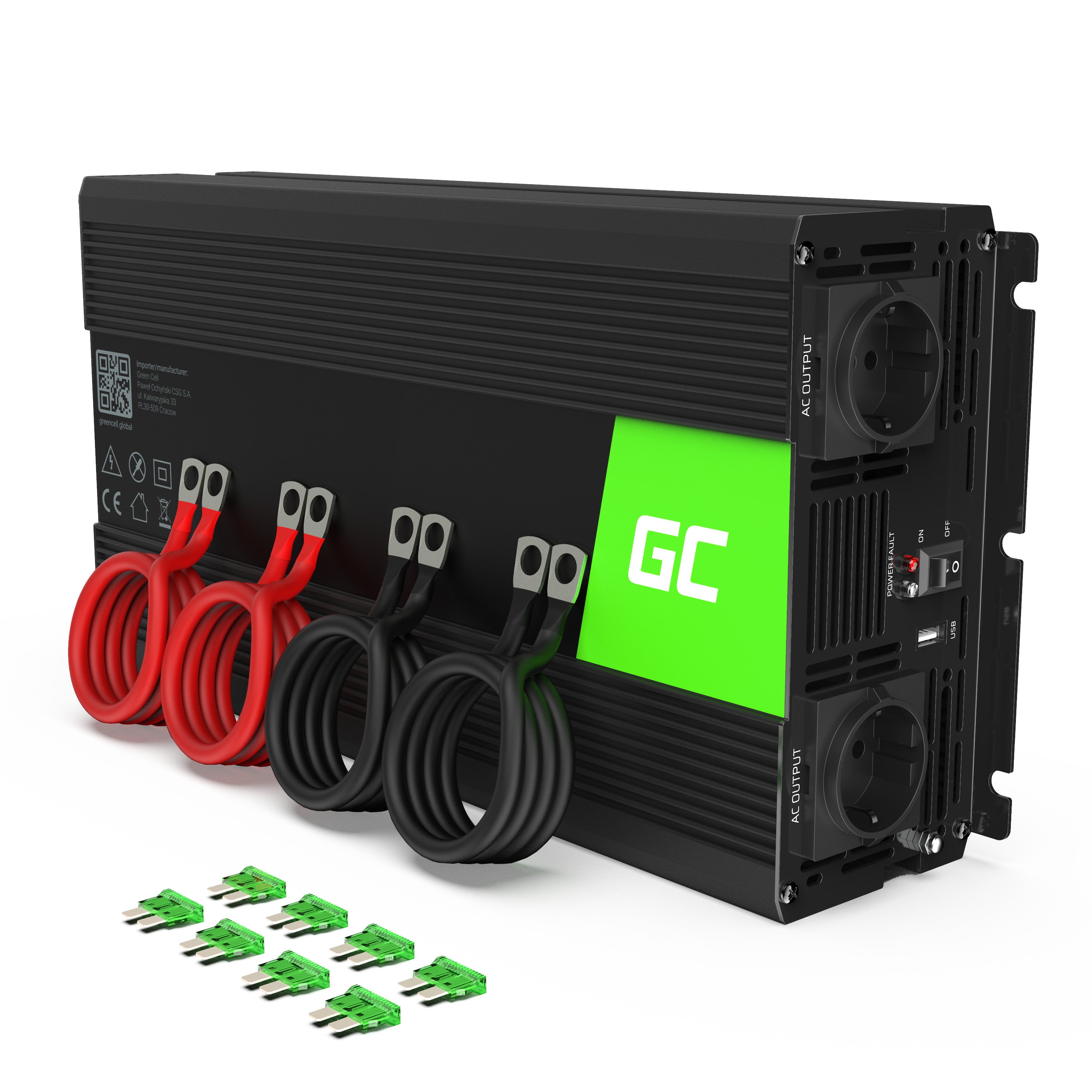Green Cell Power Inverter 12V to 230V 2000W/4000W Pure sine wave - 1 | Shopply