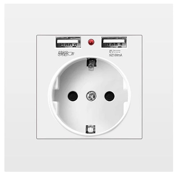 Zidna schuko vtičnica z USB - 1 | Shopply