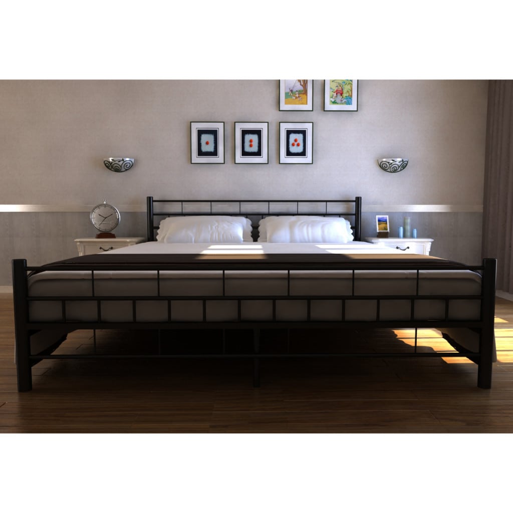 Črna kovinska postelja z letvenim dnom 180 x 200 cm - 8 | Shopply