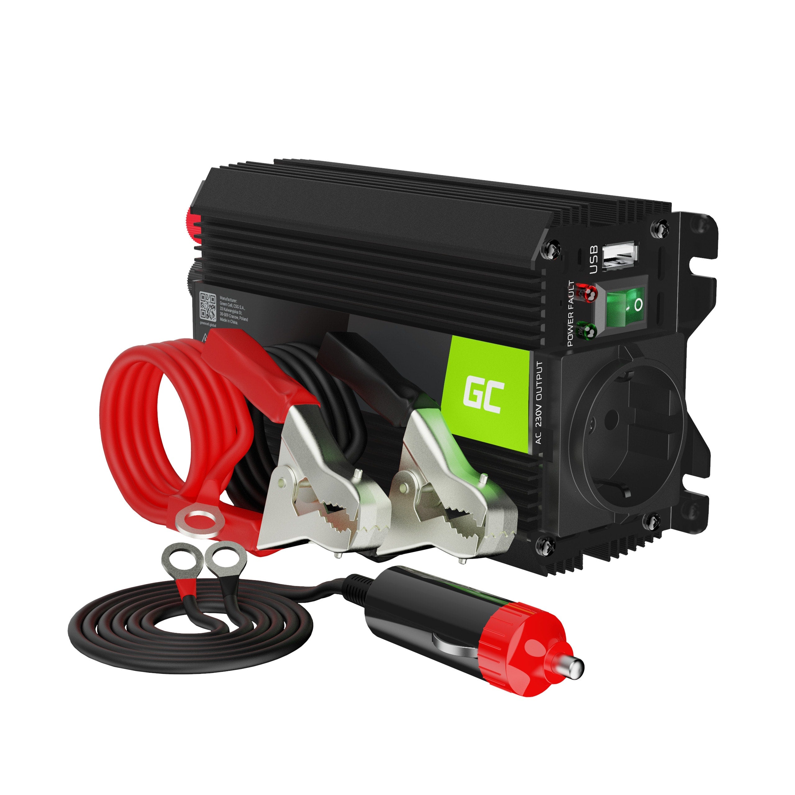Green Cell Power Inverter PRO 12V to 230V 300W/600W Modified sine wave - 1 | Shopply