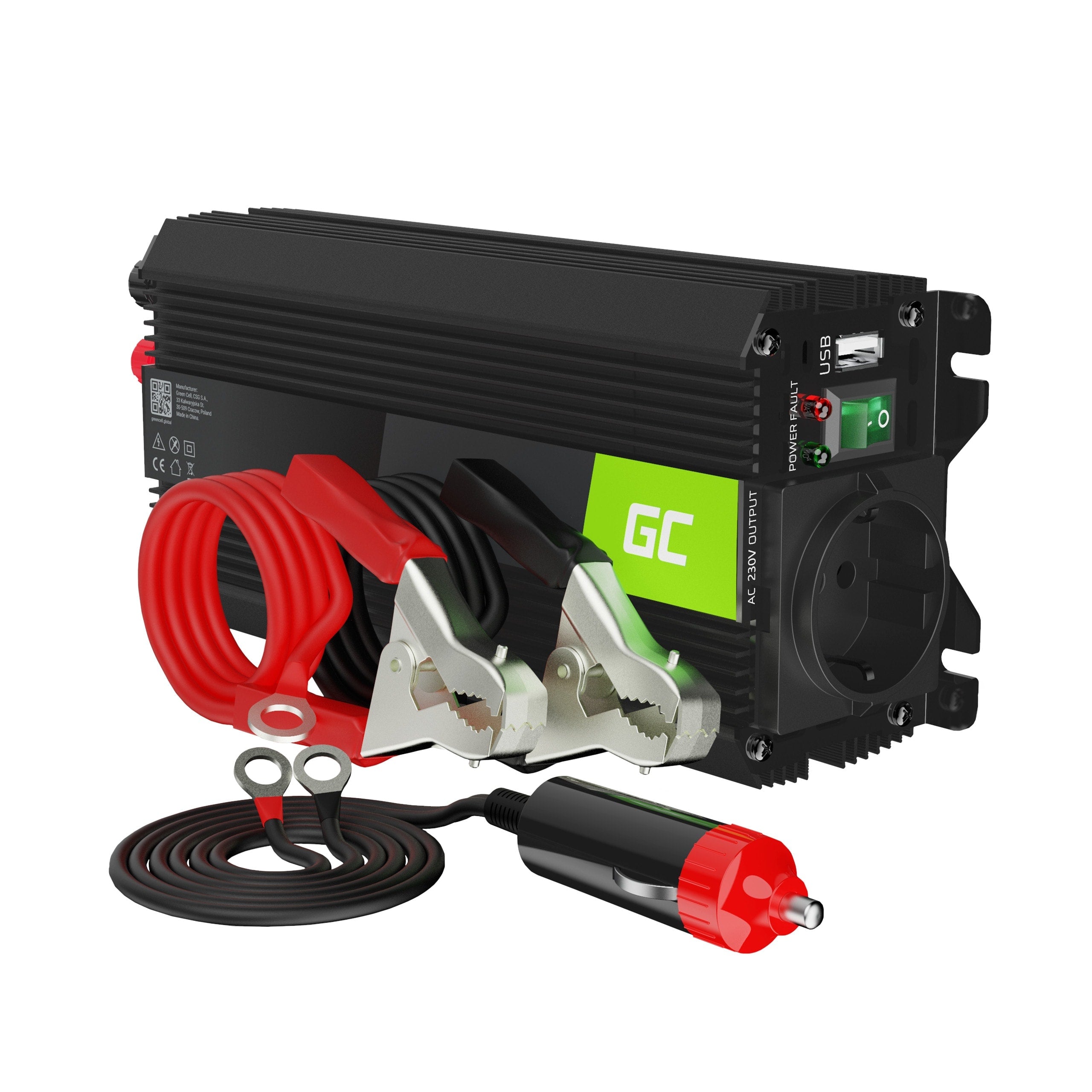 Green Cell Power Inverter PRO 24V to 230V 500W/1000W Modified sine wave - 1 | Shopply