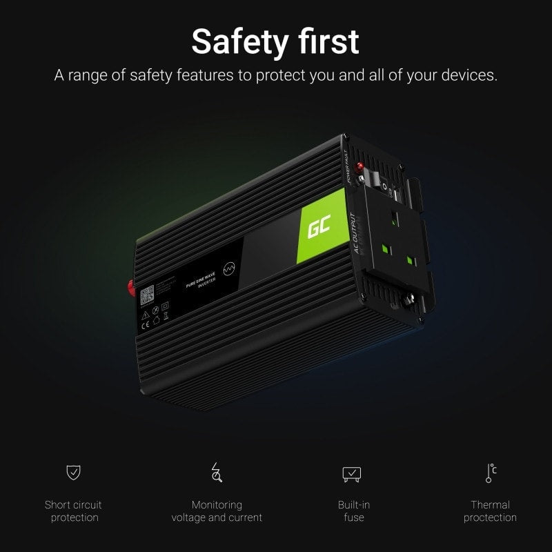 Green Cell Power Inverter 24V to 230V 500W/1000W Pure sine wave UK PLUG - 2 | Shopply