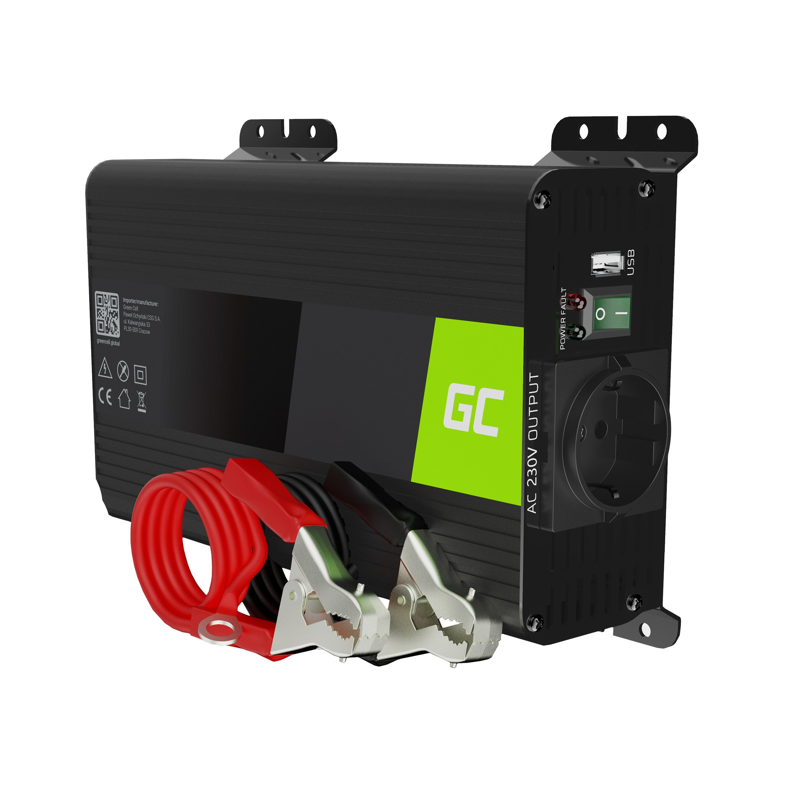 Green Cell Power Inverter PRO 12V to 230V 300W/600W Pure sine wave - 1 | Shopply