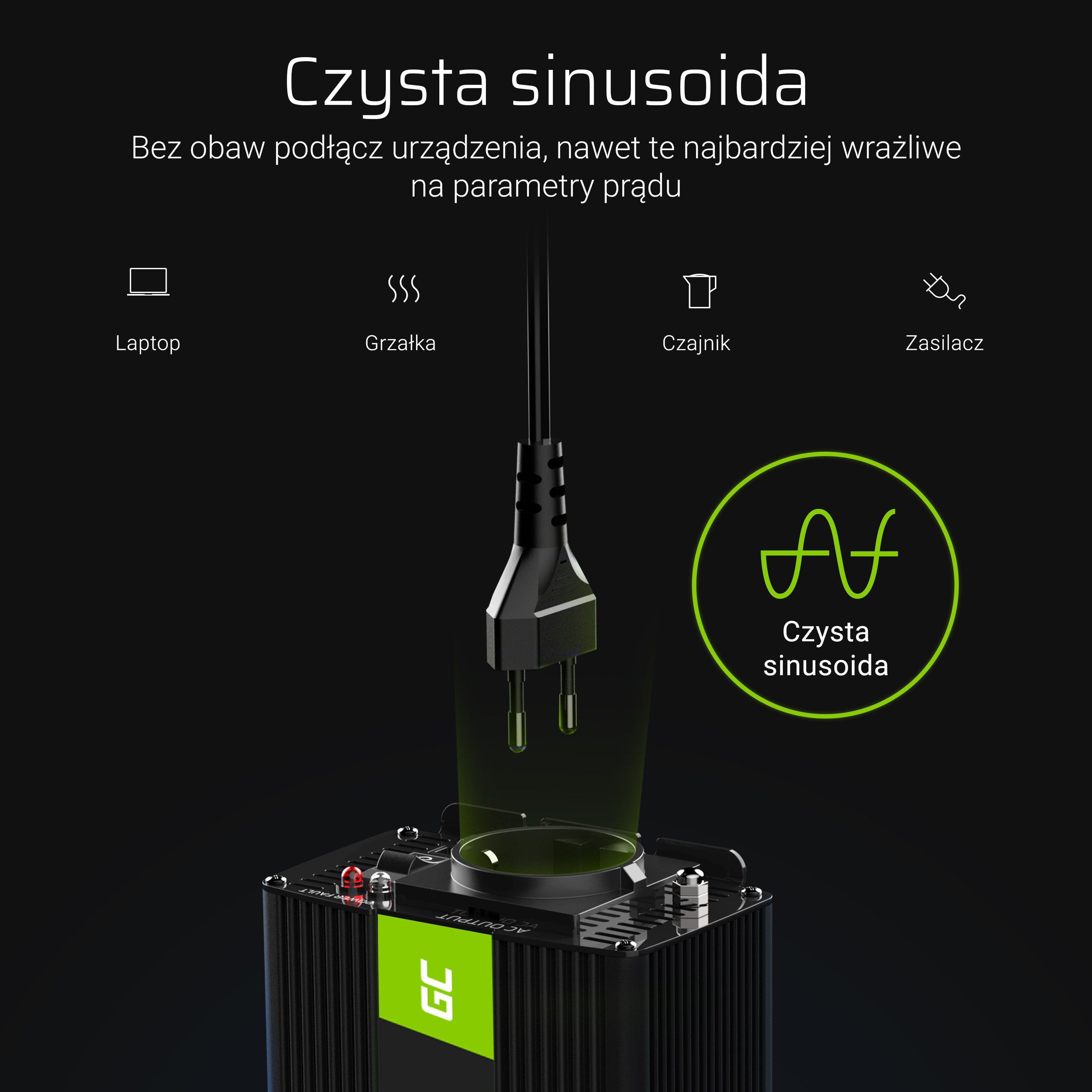 Green Cell Power Inverter 24V to 230V 1000W/2000W Pure sine wave - 4 | Shopply